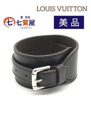 【美品】LOUIS VUITTON ルイヴィトン モノグラム・グラセ ブラスレフォース レザーブレスレット ダークブラウン×シルバー金具 M66500