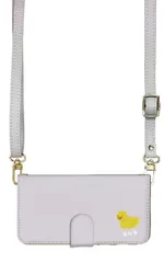 iPhone14plus ケース 手帳型 アイフォン14 プラス スマホケース スマホショルダー レザー ストラップ アヒル ワンポイント かわいい 調節可能 130cm  カラー03