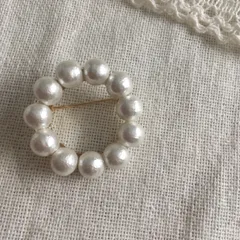 サークルブローチ30 ❋ コットンパール ❋ ホワイト