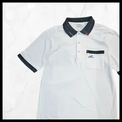 バイカラー切替ポロシャツ 春夏 通気性◎ Mサイズ　ホワイト×ネイビー×レッド