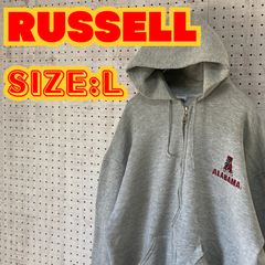 【ヴィンテージ】RUSSELL ATHLETIC　90's　スウェットパーカー　刺繍ロゴ　L　グレー　US古着　MTHD2310-144