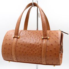 美品☆ANKH-JET ボストンバッグ オーストリッチ レザー 茶 ブラウン