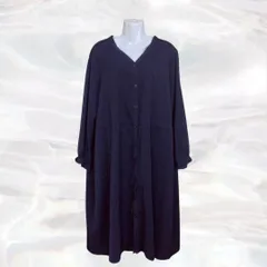 Mouth Vallery　マウスバレー　シャツワンピース　ネイビー　レディース　長袖　無地　Vネック　ボタンあり　ポケットなし　シンプル　4L　大きいサイズ