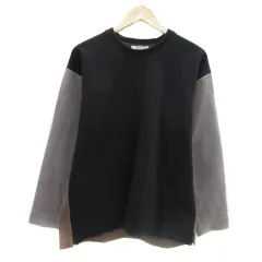 メンズメルローズ MEN'S MELROSE Tシャツ カットソー 長袖 ラウンドネック 無地 4 L マルチカラー 黒 ブラック /YS29のサムネイル