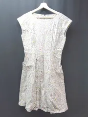 ◇ CRAFT<!-利用不可文字-!> バックファスナー ドット柄 水玉 かわいい ひざ丈 ワンピース サイズL ホワイト グレー レッド レディース E  【1307260050967】