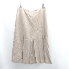 ◇ ⊇ NATURAL BEAUTY BASIC プリーツ加工 膝上丈 フレア スカート サイズM ライトブラウン レディース E  【1410100034383】