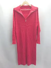 ◇ ⊇ JAYRO ジャイロ ハーフジップ ハイネック リブニット 長袖 ロング ワンピース サイズM レッド レディース E  【1503310009811】
