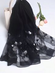 杭州刺繍入り真綿シルクスカーフ、春夏秋に薄くて軽い、母親、女性、淑女への贈り物に最適、エレガントなバンダナ、ヘアバンド、ヘッドバンド、いつでも上品な見た目に