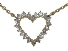 ハートモチーフ ダイヤモンドネックレス K18 3.33g 41cm　Jewelry Heart motif Dia0.46ct Necklace