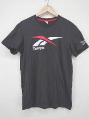 ◇ Reebok リーボック ロゴプリント カジュアル 半袖 Tシャツ カットソー サイズ O ブラック レディース メンズ P 【1308040006006】