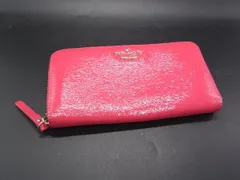 kate spade ケイトスペード パテントレザー ラウンドファスナー 長財布 ウォレット 札入れ 小銭入れ マゼンタピンク系 DF1110