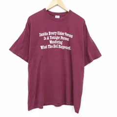 XL/古着 半袖 ビンテージ Tシャツ メンズ 00s メッセージ 大きいサイズ コットン クルーネック エンジ 25aug08 中古