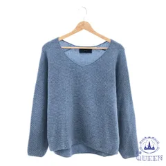 ☆美品☆ SHIPS シップス ニット トップス 長袖 Vネック シンプル カジュアル 無地 おしゃれ レディース ブルー 羊毛 カシミヤ 901-14412 送料無料 古着