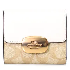 コーチ 財布 COACH コーティングキャンバス レザー シグネチャー スモール エライザ ロゴ ウォレット 二つ折り財布 ライトカーキ×チャーク【訳あり】CP255