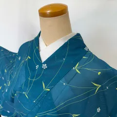 新品 やまと誂製 紋紗 夏着物 正絹 仕付け糸付“品よく爽やかな海