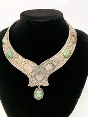 silver925/シルバー925　ネックレス　ターコイズ　大粒　MEXICO/メキシコ　メキシカンジュエリー　ヴィンテージ　アンティーク　シルバーアクセサリー　SH215