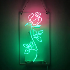 オリジナル　おしゃれ　人気商品　ネオンサイン ROSE FLOWER NEON SIGN デザイン ネオン管 バー カフェ 喫茶店 広告用看板 クラブ及び娯楽場所等 インテリア 18x10インチ　Double Rose オーダーメイド