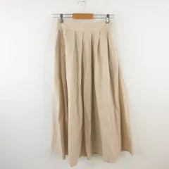 バナナリパブリック BANANA REPUBLIC ロングスカート ギャザー フレア 薄手 ベージュ 0 *E686