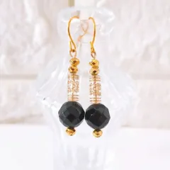 no.129　アンティーク調ビーズ　黒色　ピアス　イヤリング　ハンドメイド