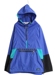 【お得なクーポン配布中!】 80s USA製 エルエルビーン ナイロン アノラック パーカー ジャケット メンズ L 程 80年代 ヴィンテージ LLBEAN アウトドア ハーフジップ 青