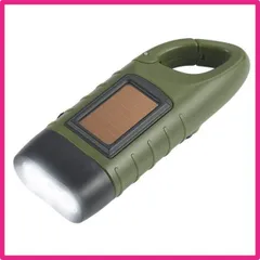 1 COOLEAD 手回し充電ライト LED 懐中電灯 手回し充電 ソーラー充電 小型 ハンディライト フック付き 携帯便利 防災用品 停電 地震 台風 災害 非常用 (1個入り)