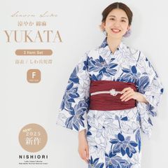 浴衣　帯　2点セット　日本製　綿麻素材 楽天市場】綿麻 浴衣 作り帯 2点 セット 送料無料 ゆかた