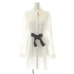 モンクレール MONCLER GAMME ROUGE ロングシャツ チュニック丈 長袖 比翼ボタン リボン 国内正規 1 白 ホワイト /ES ■OSのサムネイル