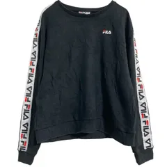 FILA ロゴスウェット トレーナー レディース M ブラック フィラ スポーツ プルオーバー 古着卸 アメリカ仕入 a612-6259