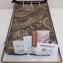 M0429E1 未使用★印傳屋 合切袋 マチあり 池田屋限定 龍 巾着袋 巾着 和装小物