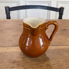フランスアンティーク 　ピッチャー　持ち手付　　フレンチインテリア　コレクション　薄茶色【663】
