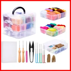 【特売】Dennty 羊毛 フェルトウールキット 手芸 キット フェルトウールツール 24色 5g 羊毛 スターターセット 初心者 キット フェルトニードル 手作りキット 工具付き 基本入門キット プレゼント