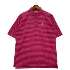 adidas アディダス ボーダー ハーフジップカットソー sizeS/P/ピンク