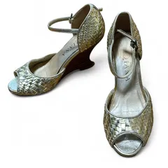 DIANA ゴールド オープントゥ ウェッジヒール パンプス サイズ35 ダイアナ