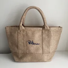 トートバッグ　 Ron Herman  ロンハーマン  トートバッグ ロゴ刺繍 プチプラ 高見え おしゃれ お出かけ キャンバス　ベージュ  麻タイプ