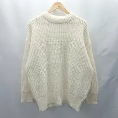 ◇ ⊇ AMERICAN HOLIC ハイネック ウール使用 ビックシルエット 長袖 ニット セーター サイズF オフホワイト レディース E  【1412090013485】
