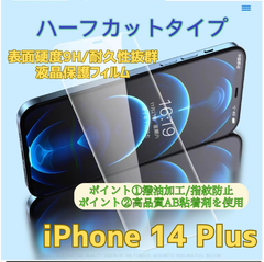 iPhone14 PLUS 専用液晶保護フィルム　高品質光沢強化ガラスフィルム