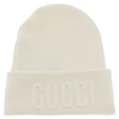 GUCCI (グッチ) Embroidery wool cap エンブロイダリー付き ウール ニットキャップ 帽 ホワイト 764541 4GAHFのサムネイル