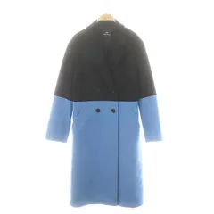 ピーエスポールスミス PS Paul Smith ウールバイカラーチェスターコート ロング アウター 40 濃紺 水色 ダークネイビー ライトブルー /MI ■OS