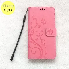 iPhoneケース 蝶 手帳型 iPhone 13 14 ピンク スマホ アイフォン ケース