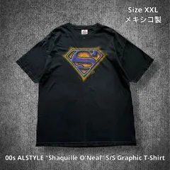 00s ALSTYLE “Shaquille O'Neal” S/S Graphic T-Shirt アルスタイル シャキール・オニール グラフィックTシャツ 半袖 ブラック XXLサイズ メキシコ製 スーパーマン パロディ NBA ロサンゼルス・レイカーズ