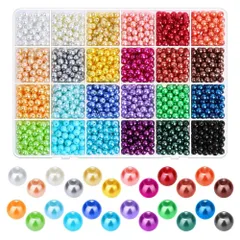 【ラスト1点】DIY DIY用 手作りアクササリー 手芸 アクセサリー 手芸材料 糸通しビーズ 手作り ビーズ ミックス 両穴しカラーパール 混合色 24色パールビーズ 24色 ガラスビーズ 6mm YFFSFDC 約1680個