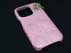 ChristianDior クリスチャンディオール レディディオール カナージュ レザー iPhone14Pro対応 アイフォンケース ピンク系 BJ2542