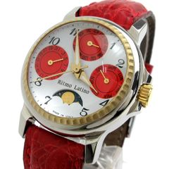 リトモラティーノ ルーナ ムーンフェイズ メンズ トリプルカレンダー 赤 白 Ritmo Latino LUNA クォーツ 稼動品