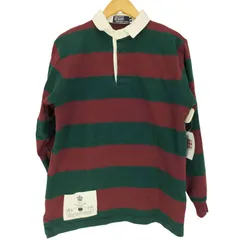 ポロバイラルフローレン Polo by RALPH LAUREN 90S ナンバリング ロゴ プリント ワッペン ボーダー コットン ラガー シャツ メンズ import：M 