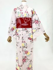 【新品】浴衣・帯セット(フリーサイズ) 113-0082