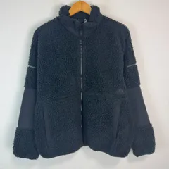 adidas アディダス ボアジャケット ワンポイントロゴ ロゴ刺繍 3ストライプ シンプル ブラック 黒 メンズ Lサイズ 古着 スポーツMIX ストリート