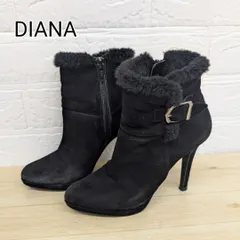 DIANA ファー付きショートブーツ ブーティ ブラック 黒 22cm 日本製
