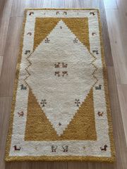 大判ギャッベ 200×165グレーの刺繍ラグ - メルカリ