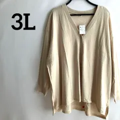 訳あり新品未使用タグ付き3L大きいサイズ長袖カーディガンVネックロングアイボリー