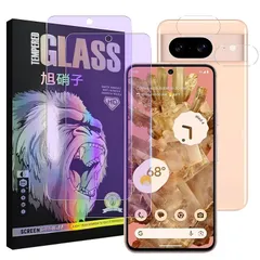 対応 Google Pixel 8A フイルム ブルーライトカット【2+2枚セッ-国産AGC旭硝子素材 】 pixel8a ガラスフイルム（２枚入り）+ レンズフィルム （２枚入り） ピクセル8a 液晶 保護フィルム pixel 8a 強化ガラス ブルーラ